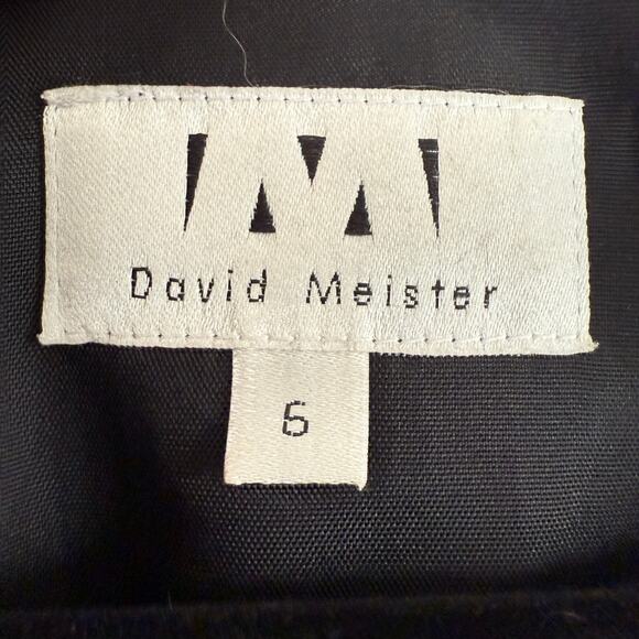 90s DAVID MEISTER Black Satin Floral Embroidered Sweetheart Cocktail Dress 6 - Picture 3 of 5